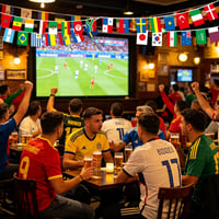 Girlanda so 48 štátnymi vlajkami YAAVAAW na dekoráciu MS vo futbale 2026, 14,5 m obojstranne potlačený banner, záhradný bar, prenos, párty pre futbalových fanúšikov, svetový pohár 6