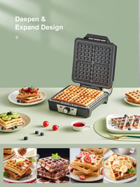 Yabano 1200W Gofrisütő 4 Belga Gofrihoz, Tapadásmentes Lemezzel és Hőfokszabályzóval 3
