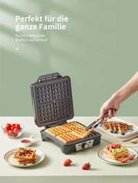 Yabano 1200W Gofrisütő 4 Belga Gofrihoz, Tapadásmentes Lemezzel és Hőfokszabályzóval 6