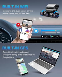 Autokamera Yabdbg D70 so 4 objektívmi, Quad 4x1080P, predná, zadná, ľavá a pravá, GPS, WiFi, 24/7 parkovací režim, FHD, infračervené nočné videnie, 150°, WDR, 3 C 5