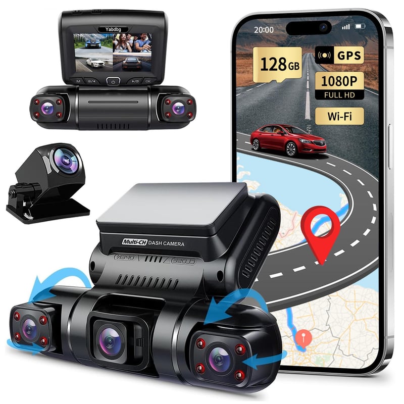 Autokamera Yabdbg D70 so 4 objektívmi, Quad 4x1080P, predná, zadná, ľavá a pravá, GPS, WiFi, 24/7 parkovací režim, FHD, infračervené nočné videnie, 150°, WDR, 3 C