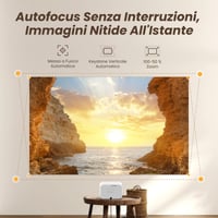 Proiector Yaber L2s cu difuzor JBL 16W, nativ 1080P, WiFi 6, Bluetooth 5.1, focalizare automată, proiector LED portabil, alb, HDMI/USB, home cinema 3