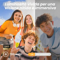 Proiector Yaber L2s cu difuzor JBL 16W, nativ 1080P, WiFi 6, Bluetooth 5.1, focalizare automată, proiector LED portabil, alb, HDMI/USB, home cinema 2