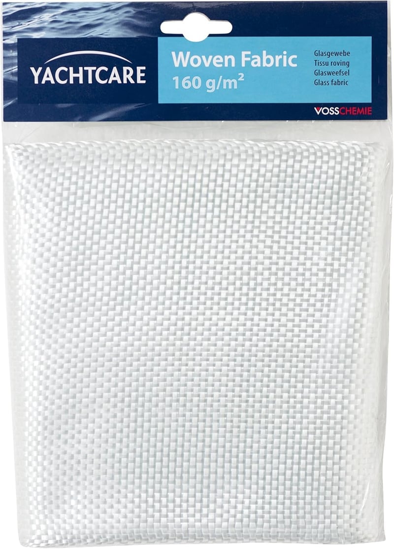 Țesătură din fibră de sticlă Yachtcare 160 g/m² - 1 m² - Kit de reparație GFK, material de armare din fibră de sticlă pentru repararea suprafețelor navale și compozite