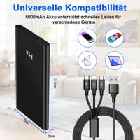 Yadayuki Mini skrytá kamera HD 1080P, 5000 mAh powerbanka so vstavanou kamerou, gravitačný senzor a nočné videnie, 3 v 1 USB kábel, vnútorná 5