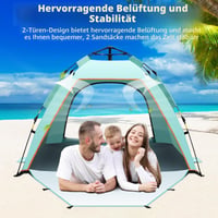 Plážový pop-up stan Yafaca pre 3 osoby s UV50 ochranou, skladací plážový prístrešok, letná slnečná clona 4