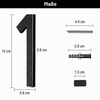 Yafimea 15 cm-es čierne domové číslo, možnosť lepenia alebo skrutkovania, vonkajšie plastové číslo odolné voči poveternostným vplyvom s 3D plávajúcim efektom na stenu alebo plot (1) 4