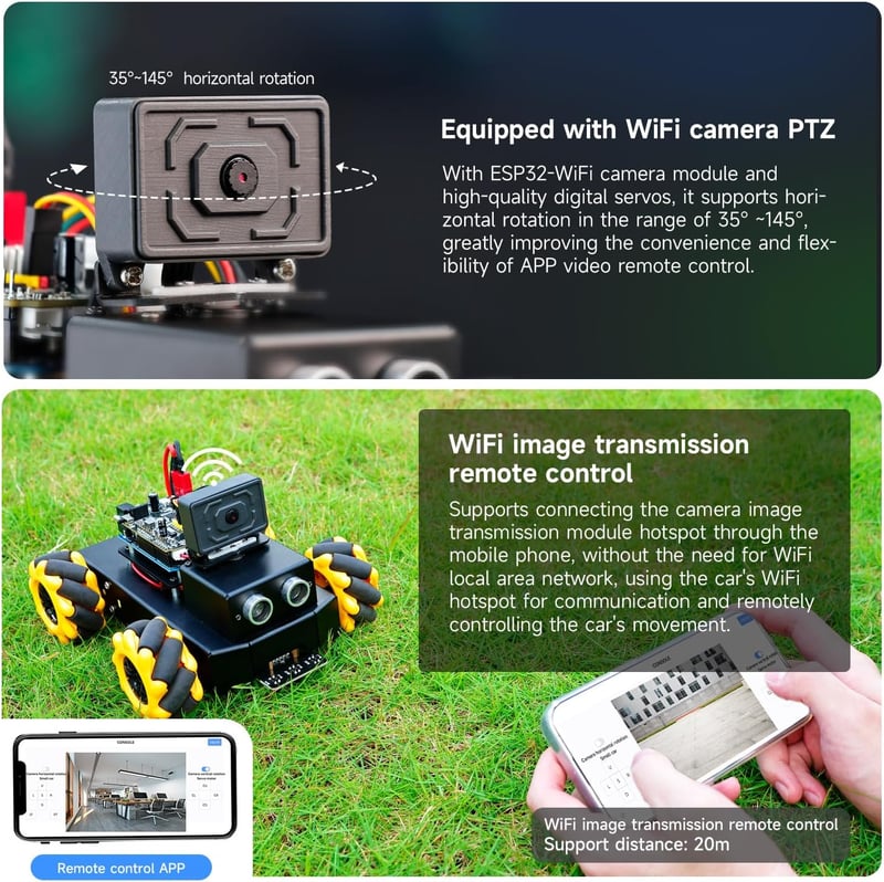 Yahboom UNO R3 AI Okos Robot Kit Mecanum Kerékkel ESP32 Kamerával App Vezérlés FPV Videó STEM Programozás Oktatás