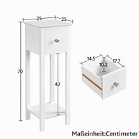 Yaheetech set de 2 măsuțe de telefon cu sertar, alb, masă consolă din lemn, 25x25x70 cm, măsuță laterală, suport pentru flori și plante 3
