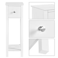 Yaheetech set de 2 măsuțe de telefon cu sertar, alb, masă consolă din lemn, 25x25x70 cm, măsuță laterală, suport pentru flori și plante 4
