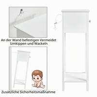 Yaheetech set de 2 măsuțe de telefon cu sertar, alb, masă consolă din lemn, 25x25x70 cm, măsuță laterală, suport pentru flori și plante 9