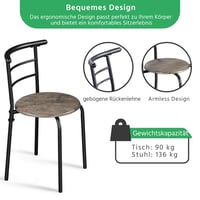 Jedálenská súprava pre 2 osoby Yaheetech, 1 stôl s 2 stoličkami, kuchynský stôl s úložným priestorom, oceľový rám, 80x53x75,5 cm, drift hnedá, kuchyňa, obývačka 9