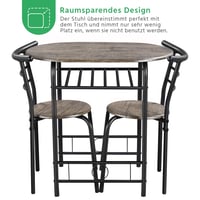 Jedálenská súprava pre 2 osoby Yaheetech, 1 stôl s 2 stoličkami, kuchynský stôl s úložným priestorom, oceľový rám, 80x53x75,5 cm, drift hnedá, kuchyňa, obývačka 6