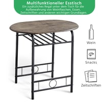 Jedálenská súprava pre 2 osoby Yaheetech, 1 stôl s 2 stoličkami, kuchynský stôl s úložným priestorom, oceľový rám, 80x53x75,5 cm, drift hnedá, kuchyňa, obývačka 5