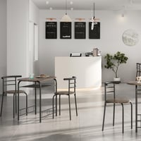 Jedálenská súprava pre 2 osoby Yaheetech, 1 stôl s 2 stoličkami, kuchynský stôl s úložným priestorom, oceľový rám, 80x53x75,5 cm, drift hnedá, kuchyňa, obývačka 4