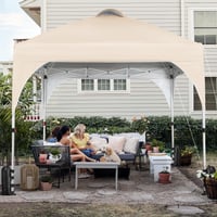 Pavilion grădină Yaheetech 3x3 m, impermeabil, cu aerisire, pentru 8-10 persoane, ideal pentru plajă și camping, cu geantă de transport, bej 8