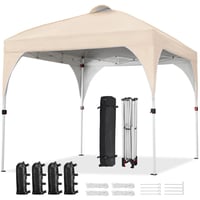Pavilion grădină Yaheetech 3x3 m, impermeabil, cu aerisire, pentru 8-10 persoane, ideal pentru plajă și camping, cu geantă de transport, bej 1