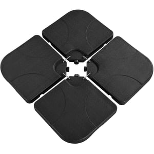 Yaheetech Set 4 plăci de susținere pătrate pentru umbrelă de soare, bază lestată pentru umbrelă cu braț lateral, cu mâner, 50x50x7,5 cm, Negru