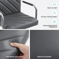 Yaheetech set barskih stolica 2 kom., podesiva visina, okretne 360°, barske stolice od umjetne kože s naslonom za ruke i naslonom, tamnosive 8
