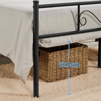 Yaheetech Dupla Fém Ágykeret 160x200 cm Virágmintás Fejtámlával Fekete Matrac Nélkül 8