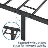 Yaheetech Dupla Fém Ágykeret 160x200 cm Virágmintás Fejtámlával Fekete Matrac Nélkül 6