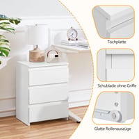 Yaheetech noćni ormarić za boxspring krevet s 3 ladice bijeli komoda za spavaću sobu pomoćni stolić 4