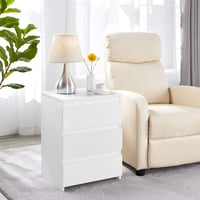 Yaheetech noćni ormarić za boxspring krevet s 3 ladice bijeli komoda za spavaću sobu pomoćni stolić 7