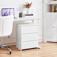 Yaheetech noćni ormarić za boxspring krevet s 3 ladice bijeli komoda za spavaću sobu pomoćni stolić 9