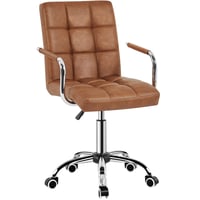 Ergonomická kancelárska stolička Yaheetech, otočná stolička s odnímateľnými opierkami na ruky, výškovo nastaviteľná počítačová stolička z umelej kože, retro hnedá 1