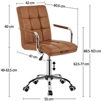 Ergonomická kancelárska stolička Yaheetech, otočná stolička s odnímateľnými opierkami na ruky, výškovo nastaviteľná počítačová stolička z umelej kože, retro hnedá 3