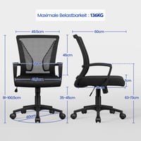 Yaheetech ergonomska uredska stolica s mrežastim naslonom, prozračna, crna 3