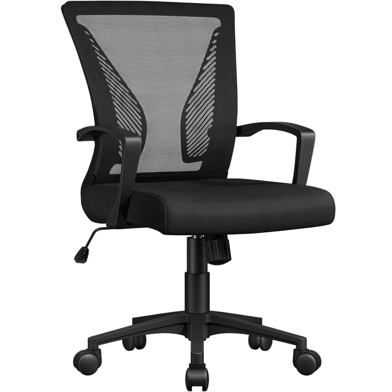 Yaheetech ergonomska uredska stolica s mrežastim naslonom, prozračna, crna