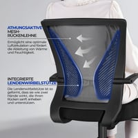 Yaheetech ergonomska uredska stolica s mrežastim naslonom, prozračna, crna 8