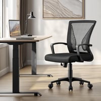 Yaheetech ergonomska uredska stolica s mrežastim naslonom, prozračna, crna 2