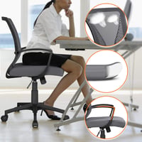 Scaun de birou ergonomic Yaheetech cu spătar din plasă, gri închis, scaun pivotant reglabil pe înălțime cu brațe, capacitate de susținere 136 kg, funcție de balansare 5