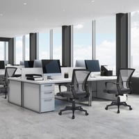 Scaun de birou ergonomic Yaheetech cu spătar din plasă, gri închis, scaun pivotant reglabil pe înălțime cu brațe, capacitate de susținere 136 kg, funcție de balansare 2