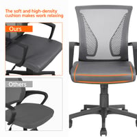 Scaun de birou ergonomic Yaheetech cu spătar din plasă, gri închis, scaun pivotant reglabil pe înălțime cu brațe, capacitate de susținere 136 kg, funcție de balansare 6