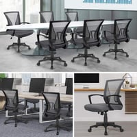 Scaun de birou ergonomic Yaheetech cu spătar din plasă, gri închis, scaun pivotant reglabil pe înălțime cu brațe, capacitate de susținere 136 kg, funcție de balansare 4