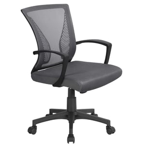 Ergonomická kancelárska stolička Yaheetech so sieťovaným operadlom, tmavosivá, výškovo nastaviteľná otočná stolička s opierkami na ruky, nosnosť 136 kg, funkcia hojdania