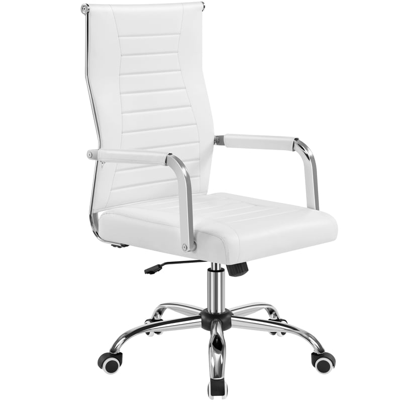 Yaheetech Ergonomikus Irodai Szék Karfával, Főnöki Forgószék Magas Háttámlával, Billenő Funkcióval, Max. 136 kg Teherbírás, Fehér