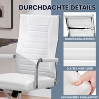Yaheetech Ergonomikus Irodai Szék Karfával, Főnöki Forgószék Magas Háttámlával, Billenő Funkcióval, Max. 136 kg Teherbírás, Fehér 6