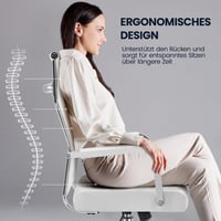 Yaheetech Ergonomikus Irodai Szék Karfával, Főnöki Forgószék Magas Háttámlával, Billenő Funkcióval, Max. 136 kg Teherbírás, Fehér 4