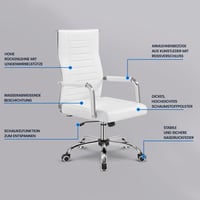 Yaheetech Ergonomikus Irodai Szék Karfával, Főnöki Forgószék Magas Háttámlával, Billenő Funkcióval, Max. 136 kg Teherbírás, Fehér 7