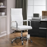 Yaheetech Ergonomikus Irodai Szék Karfával, Főnöki Forgószék Magas Háttámlával, Billenő Funkcióval, Max. 136 kg Teherbírás, Fehér 2
