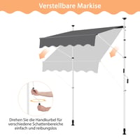 Balkónová markíza Yaheetech, šírka 300 cm, s ručnou kľukou, nastaviteľná bez vŕtania — Produkt je viditeľne používaný (stav: pozri 2. obrázok) 7
