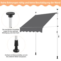 Balkónová markíza Yaheetech, šírka 300 cm, s ručnou kľukou, nastaviteľná bez vŕtania — Produkt je viditeľne používaný (stav: pozri 2. obrázok) 9