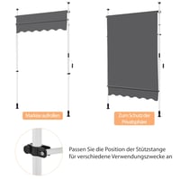 Balkónová markíza Yaheetech, šírka 300 cm, s ručnou kľukou, nastaviteľná bez vŕtania — Produkt je viditeľne používaný (stav: pozri 2. obrázok) 6