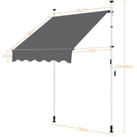 Balkónová markíza Yaheetech, šírka 300 cm, s ručnou kľukou, nastaviteľná bez vŕtania — Produkt je viditeľne používaný (stav: pozri 2. obrázok) 3