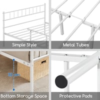Yaheetech Kovový manželský rám postele 140x200 cm s roštom, biely – Rám postele pre dospelých s priestranným dizajnom 3