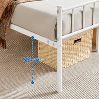 Yaheetech Kovový manželský rám postele 140x200 cm s roštom, biely – Rám postele pre dospelých s priestranným dizajnom 5